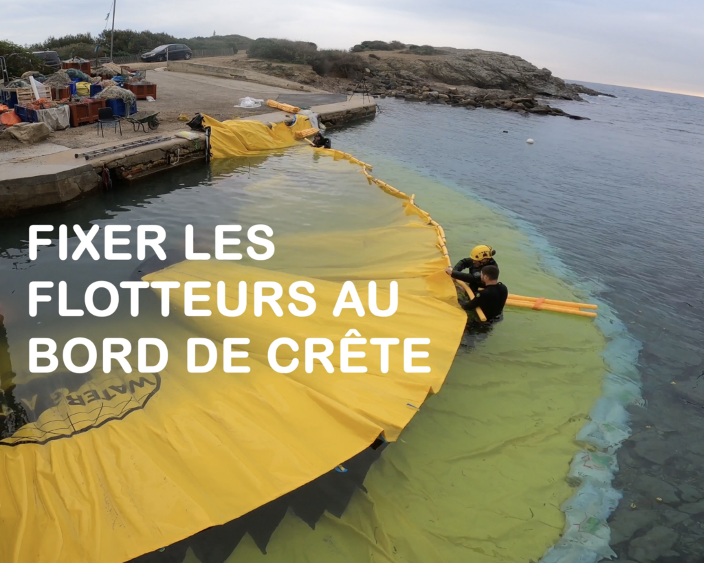 Installation de flotteurs sur le bord de crête d’un batardeau souple courbe en milieu marin pour améliorer l’étanchéité de la mise en assec.